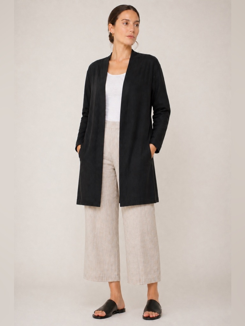 Theory Luxe Navy Open Front Cardigan